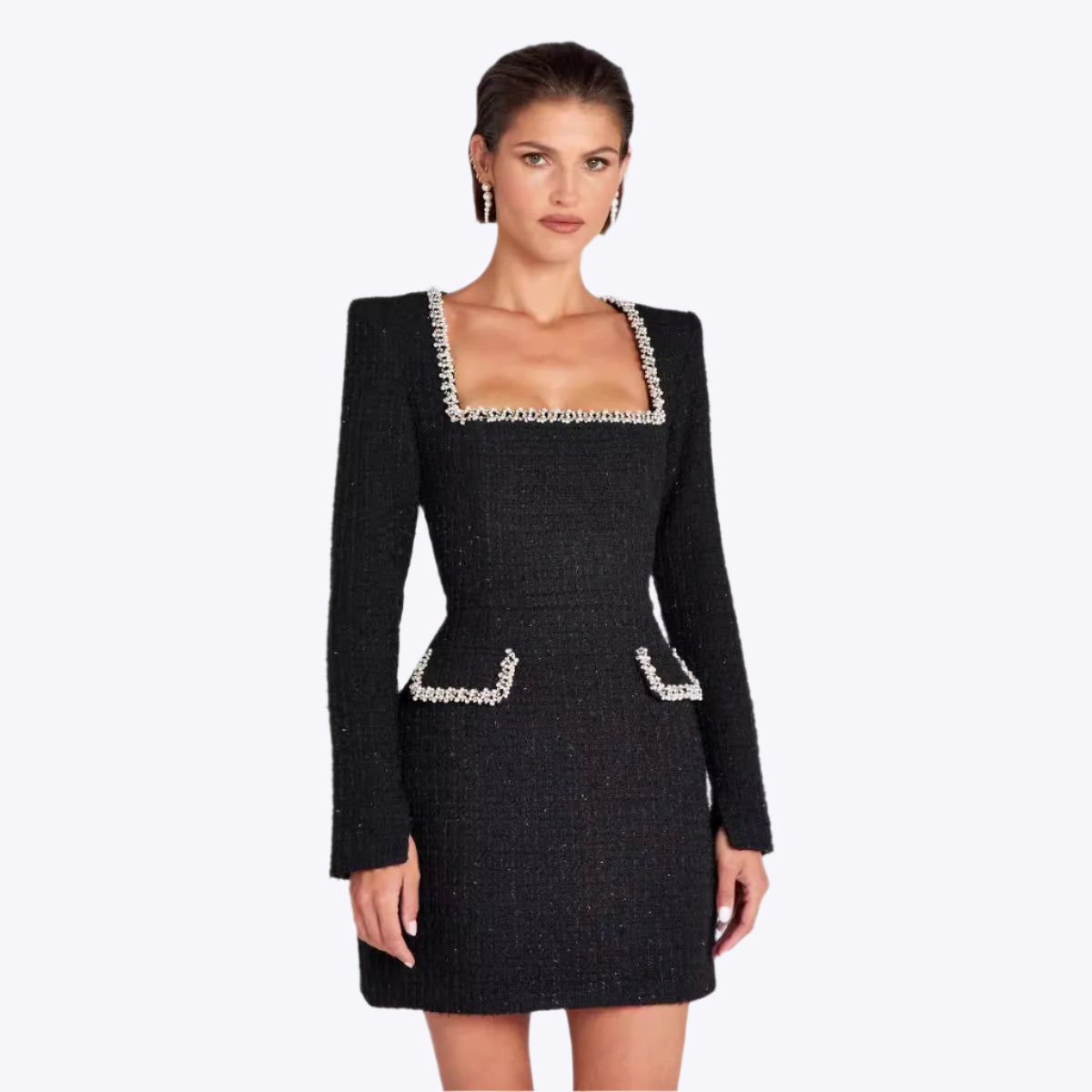 Marion - Vestido elegante con cuello en U y cuentas para mujer