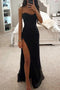 Vestido de noche largo con lentejuelas y abertura alta para mujer