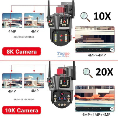 Cámara de seguridad inalámbrica 10K con 20 MP y zoom 20x - DualGuard Ultra 10K