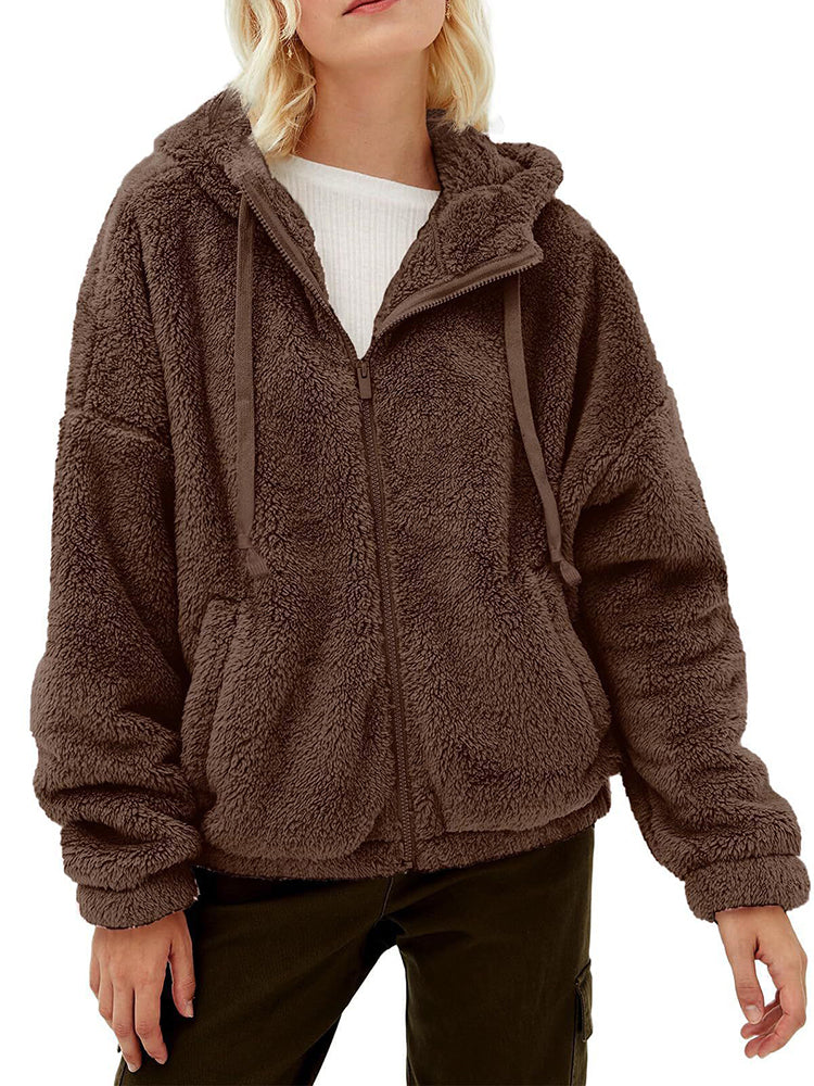 Sweat à capuche oversize en polaire avec fermeture éclair complète