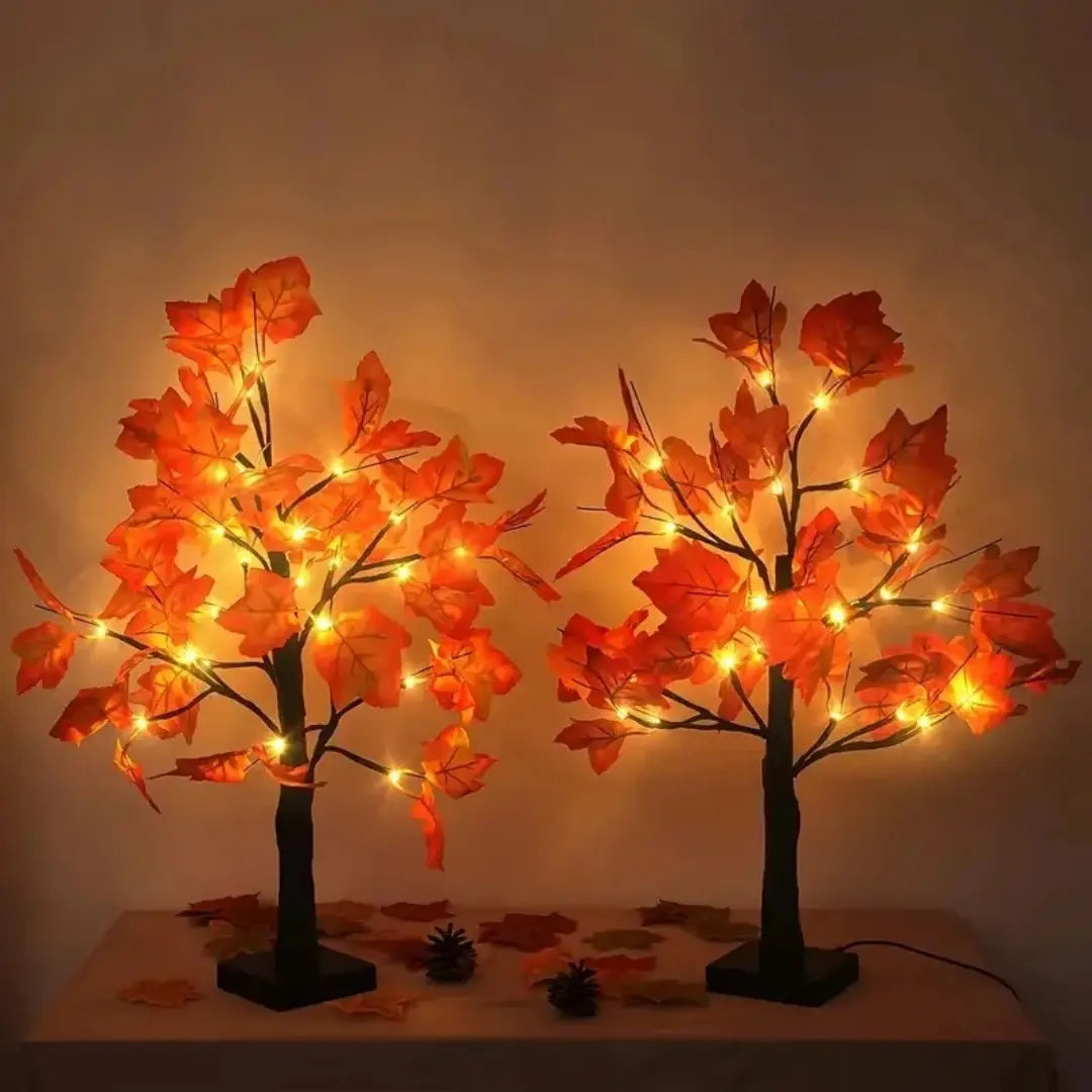 LED ışıklı yapay akçaağaç şeklinde lamba - Cadılar Bayramı ve Noel dekorasyonu için mükemmel
