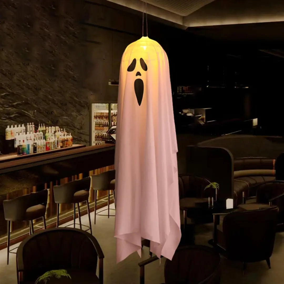 Halloween Beyaz Parlayan Hayalet - LED Işıklı Asılı Dekorasyon ile Büyülü Işıklar