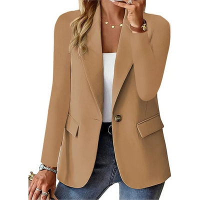 Blazer informal de manga larga con bolsillos ajustados y hebilla para mujer