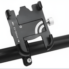 Support de téléphone pour vélo, réglable de 55 à 95 mm, en alliage d'aluminium noir, fixation sécurisée sur guidon, idéal pour cyclisme.