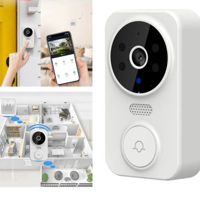 Sonnette WiFi intelligente avec caméra et alarme - Sécurité en HD - Design blanc