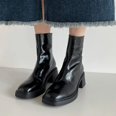 Botines de tacón cuadrado y punta cuadrada para mujer