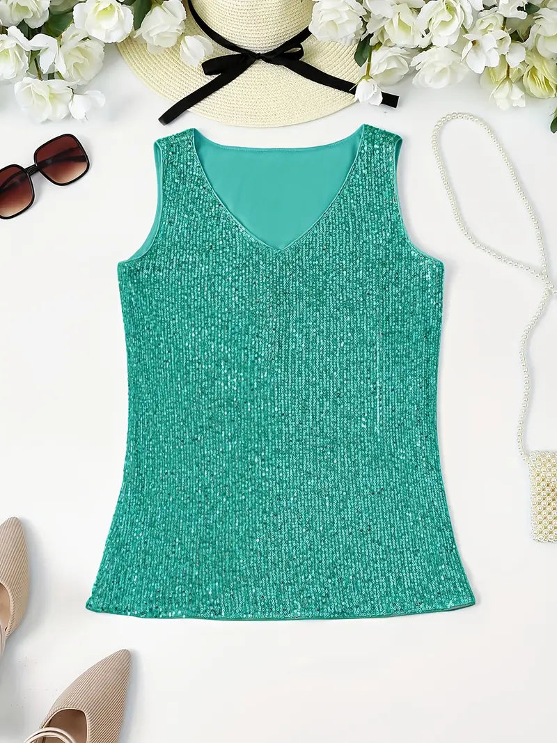 HAWA | Top con scollo a V e paillettes