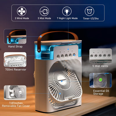 BREEZEFLOW | Enfriador de aire y humidificador portátil 3 en 1