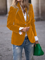 Velourblazer med en enkelt knap | Elegant og stilfuld | Perfekt til festlige lejligheder