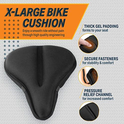 Housse de siège de vélo en gel large pour vélos stationnaires de spinning