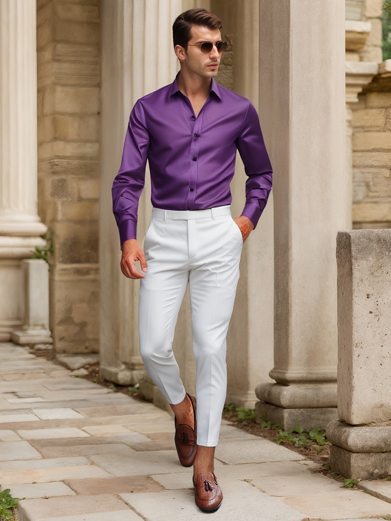 Finn | Camisa elástica de color liso SlimFit
