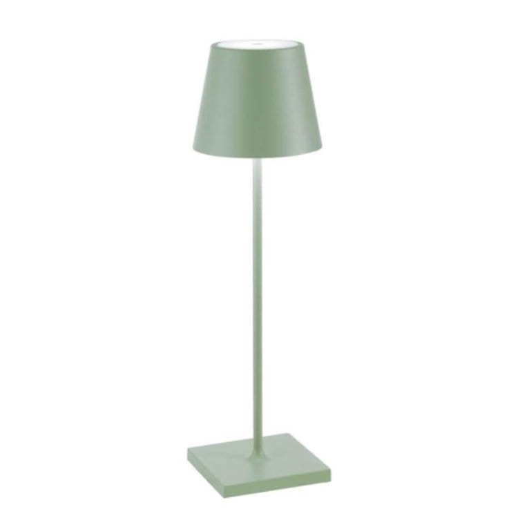 Lampe de table moderne verte, design minimaliste, abat-jour conique, base carrée, idéale pour décoration intérieure contemporaine.