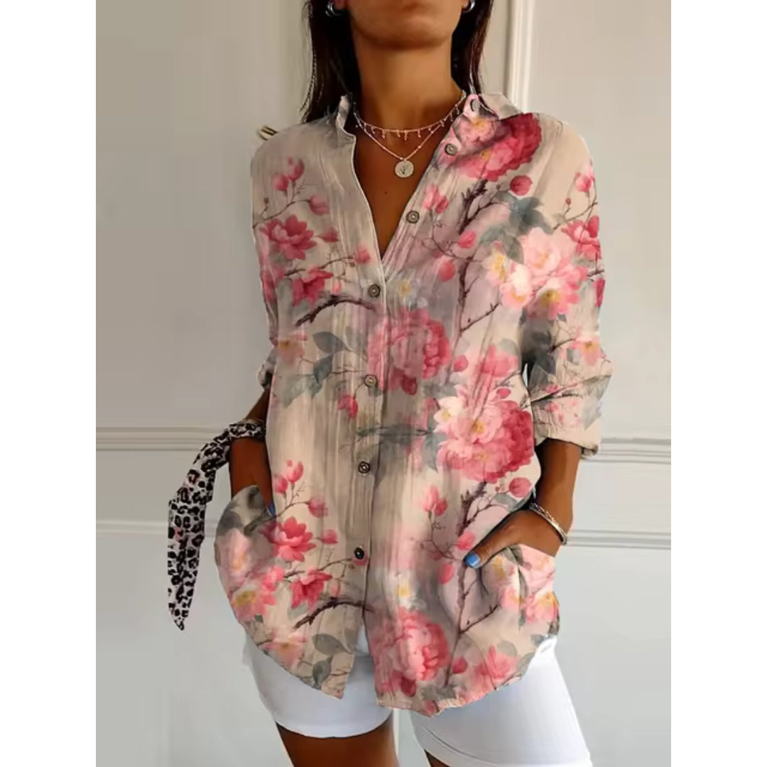 Chemisier à fleurs avec boutons pour femmes