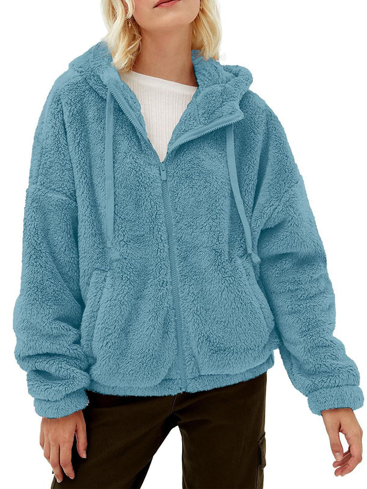 Sweat à capuche oversize en polaire avec fermeture éclair complète