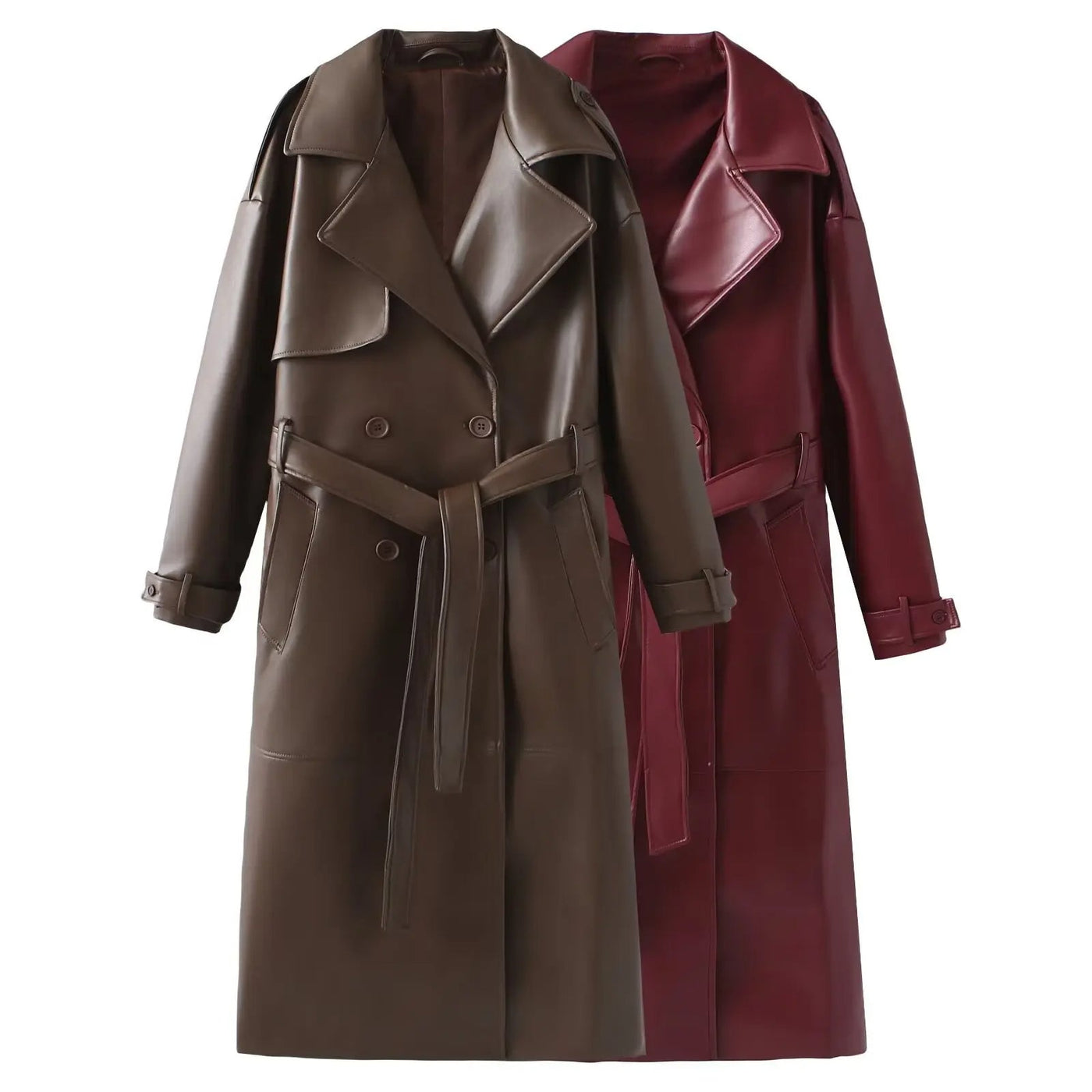 Solene - 2024 Veste femme en simili cuir bordeaux