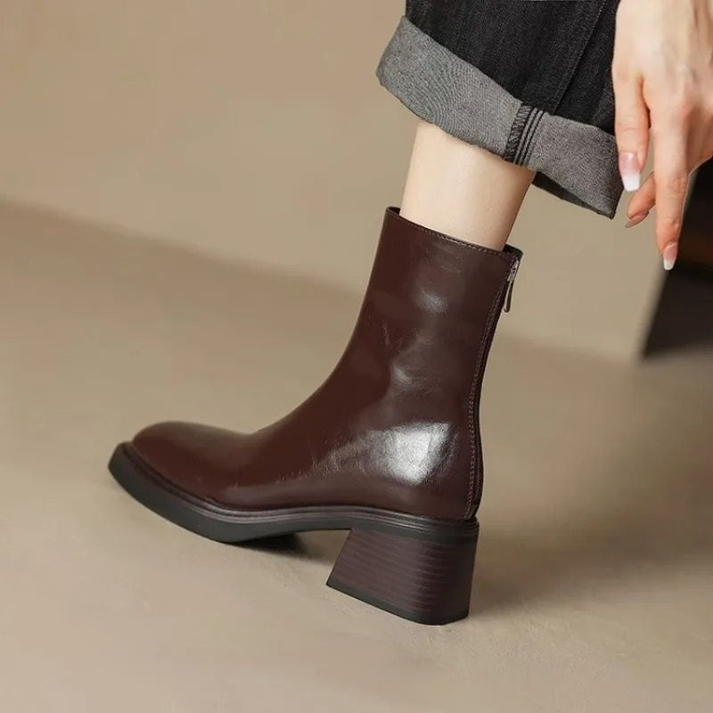 Botines de tacón cuadrado y punta cuadrada para mujer