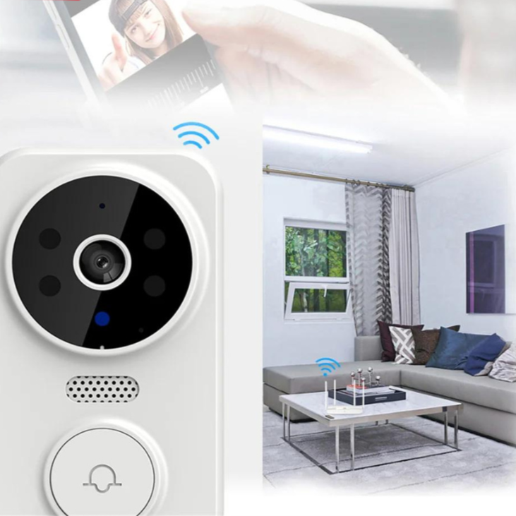 Sonnette WiFi intelligente avec caméra et alarme - Sécurité en HD - Design blanc