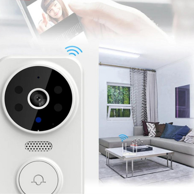Sonnette WiFi intelligente avec caméra et alarme - Sécurité en HD - Design blanc