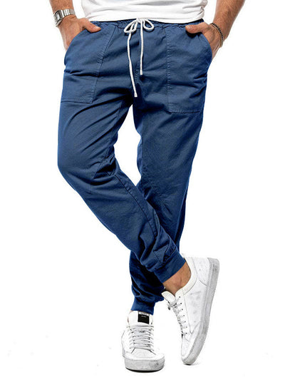 Pantalon décontracté à taille élastique avec cordon de serrage pour homme