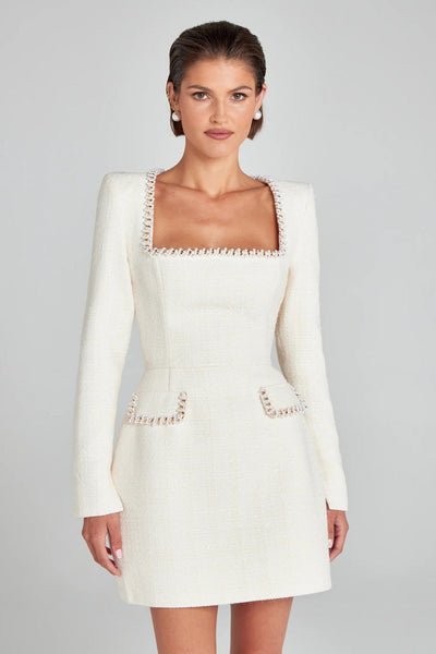 Marion - Vestido elegante con cuello en U y cuentas para mujer