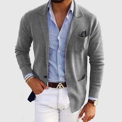 Élégante veste pour homme avec poches et col à revers, couleur unie, manches longues