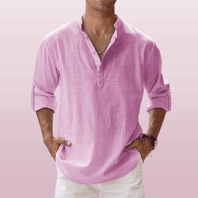 Corte relajado – Henley de lino para hombre