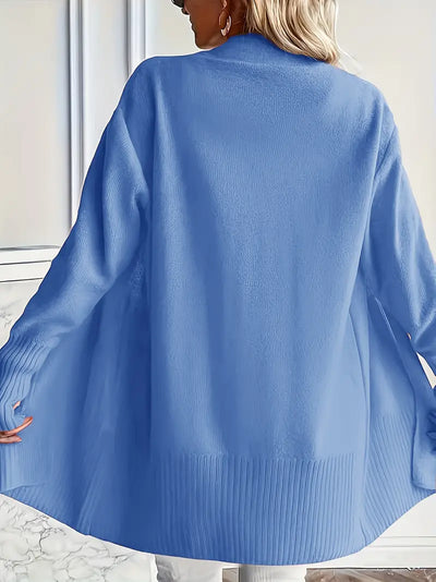 Round neck knit sweater with relaxed fit for women