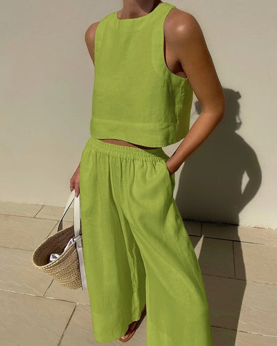 Heather - Conjunto sin mangas con pantalones para mujer