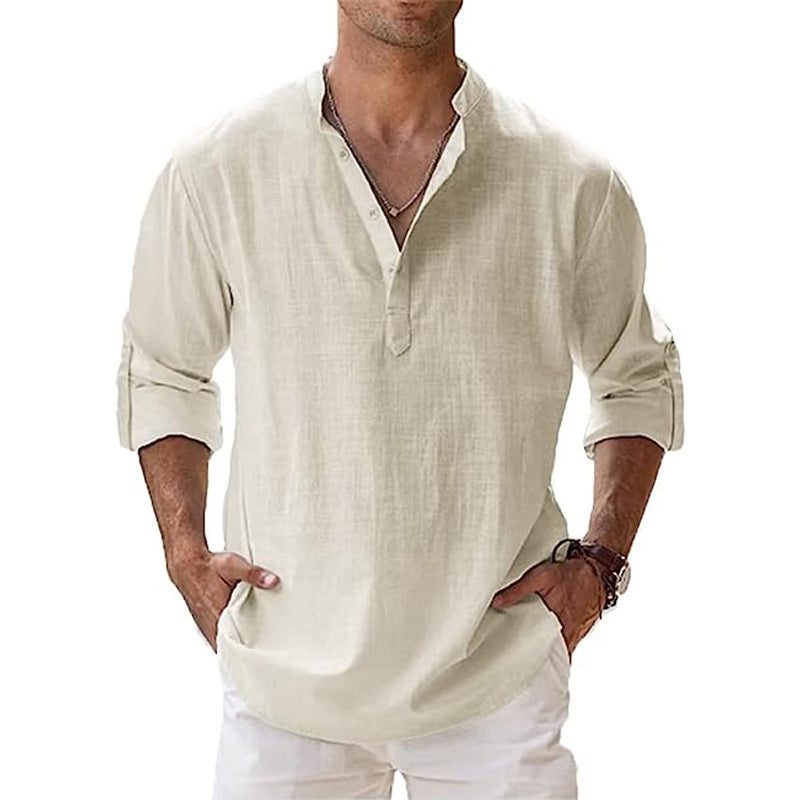 Camisa de lino para hombre: transpirable y elegante para primavera y verano.