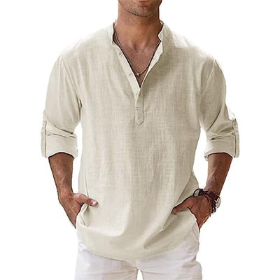 Camisa de lino para hombre: transpirable y elegante para primavera y verano.
