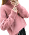 Jersey de cuello alto mullido para mujer