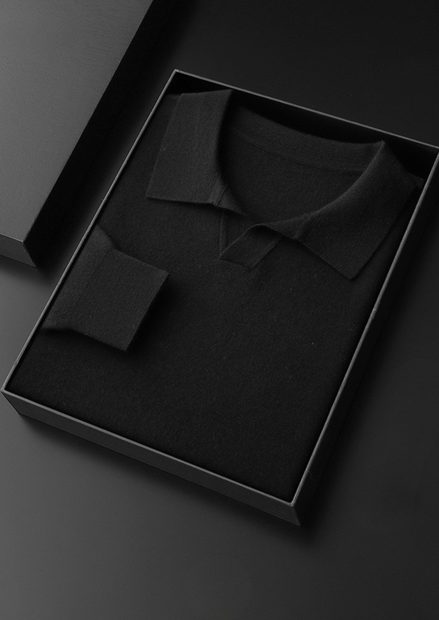 Grå uldtrøje med polokrave til mænd