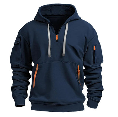 Sudadera con capucha y media cremallera para hombre