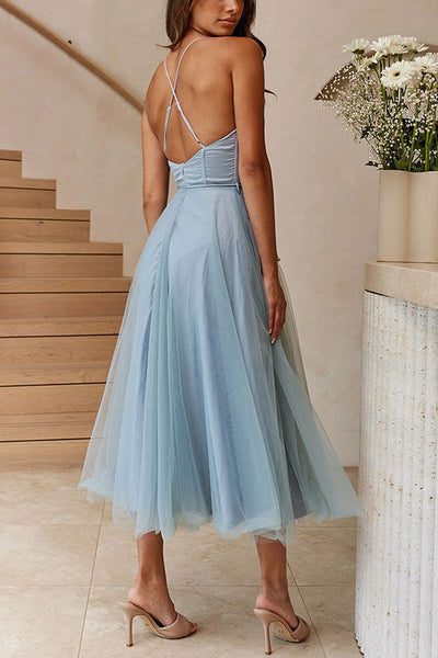 Abito moderno in chiffon senza spalline - Embla