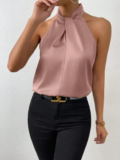 Top de satén con cuello halter