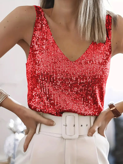 HAWA | Top con scollo a V e paillettes