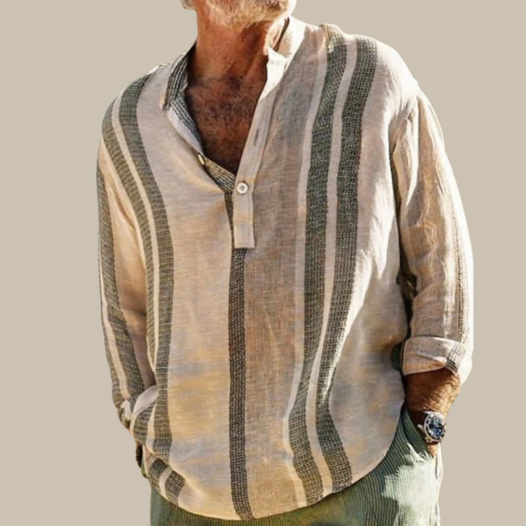 Jasper | Camisa de manga larga con efecto lino a rayas