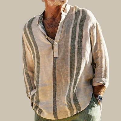 Jasper | Camisa de manga larga con efecto lino a rayas