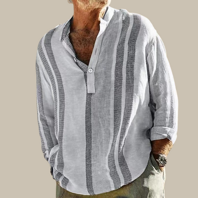Jasper | Camisa de manga larga con efecto lino a rayas