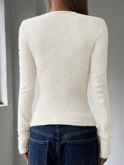 Pull en tricot à col rond et au design minimaliste pour femmes