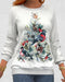 Sudadera de manga larga con estampado de árbol de Navidad y estampado de pájaros y copos de nieve