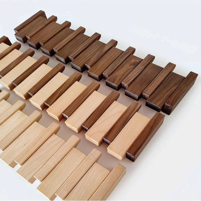 Perchero de pared de madera - Perchero de piano hecho a mano con ganchos desplegables