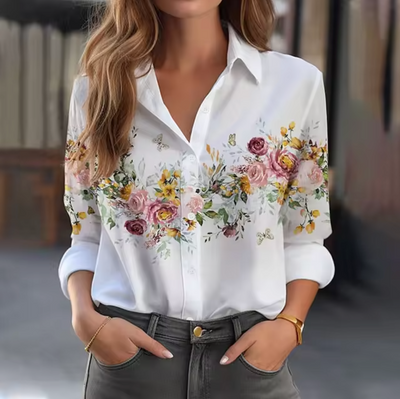 Blusa con estampado floral de fresia
