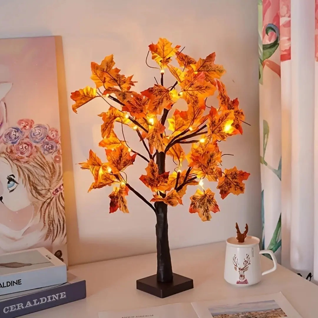 LED ışıklı yapay akçaağaç şeklinde lamba - Cadılar Bayramı ve Noel dekorasyonu için mükemmel