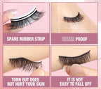 Faux cils noirs avec bande en caoutchouc de rechange, résistants à l'eau, doux pour la peau, adhérence sécurisée. Accessoire beauté maquillage.