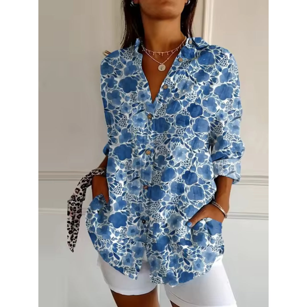 Chemisier à fleurs avec boutons pour femmes