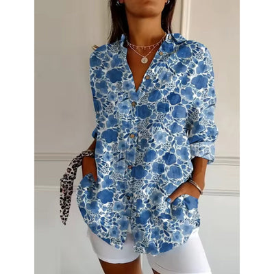 Chemisier à fleurs avec boutons pour femmes