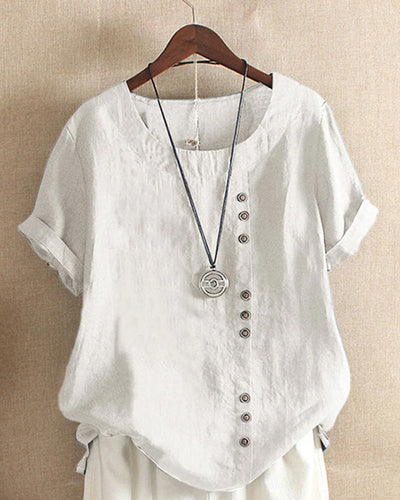 Vera | Camiseta sencilla de manga corta con cuello redondo