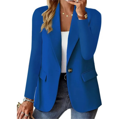 Blazer informal de manga larga con bolsillos ajustados y hebilla para mujer