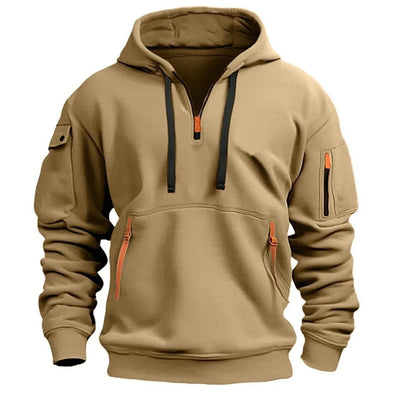 Sudadera con capucha y media cremallera para hombre